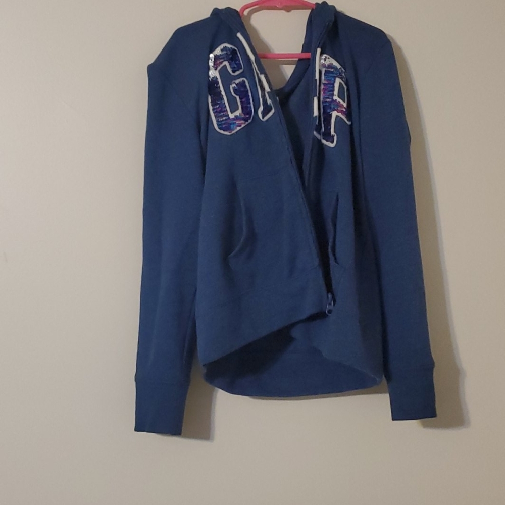 Girls Navy Blue Flip Sequin Hoodie